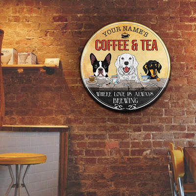 89Customized Coffee & tea bar Where love is always brewing Customized Wood Sign