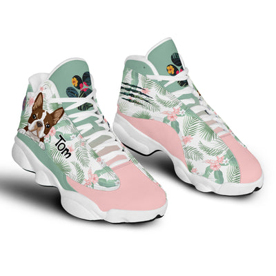 89Customized Funny Dog Tropical Pattern Customized White Air JD13 Shoes