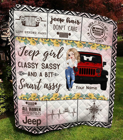 89Customized Jeep girl classy sassy and a bit smart assy 3 Customized Quilt Blanket