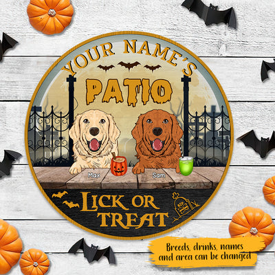 89Customized Halloween Dogs/Cats Welcome To Our Backyard/Deck/Patio Personalized Wood Sign
