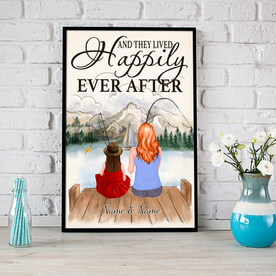 89Customized Mom and daughter fishing personalized poster