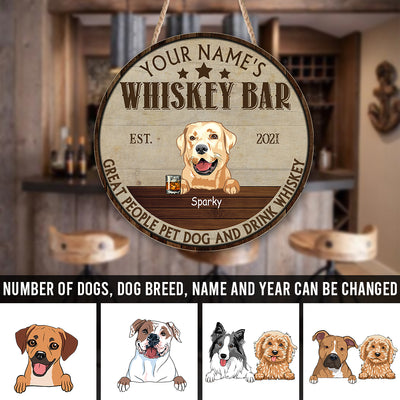89Customized Great people pet dog and drink whiskey Customized Wood Sign