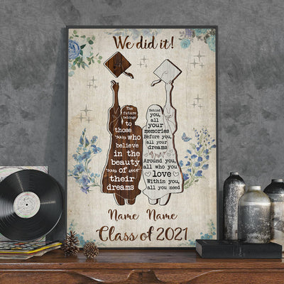 89C Personalized Poster Best Friends Graduation Vintage