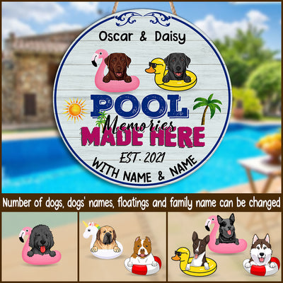 89Customized Dogs Pool Memories Made Here With Family Personalized Wood Sign