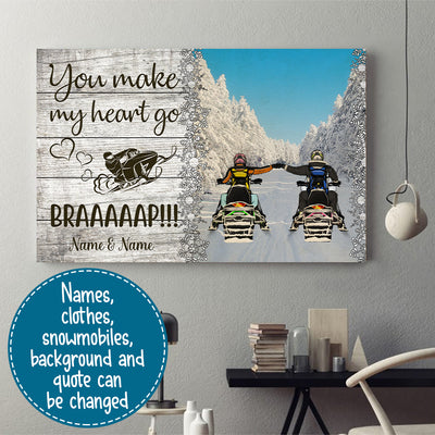 89Customized Snowmobiling Couple Horizontal Poster