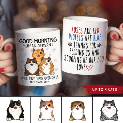 89Customized Good morning human servant cat version 2 personalized mug