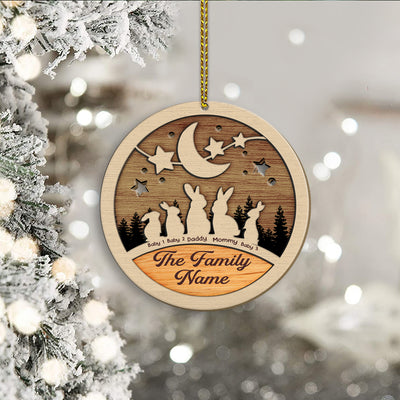 89Customized Family Bunny Personalized Layered Wooden Ornament