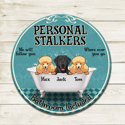 89Customized Personalized Wood Sign Bathroom Personal Stalker Dog