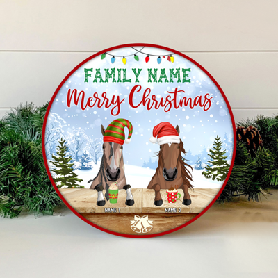 89Customized Merry Christmas Horse Lovers Personalized Wood Sign