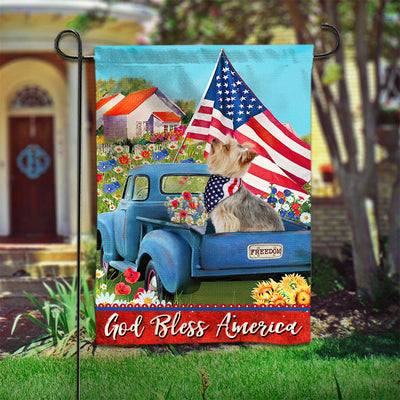 89Customized God bless America Truck Patriotic Dog Customized Garden Flag