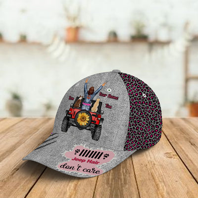 89Customized Personalized Cap Jeep Hair Don't Care Girl Dog Back