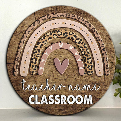 89Customized Leopard pattern Teacher personalied wood sign
