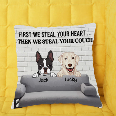 89Customized We steal your couch dog personalized pillow