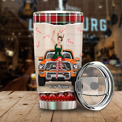 89Customized Just A Girl Who Loves Rams And Christmas Personalized Tumbler