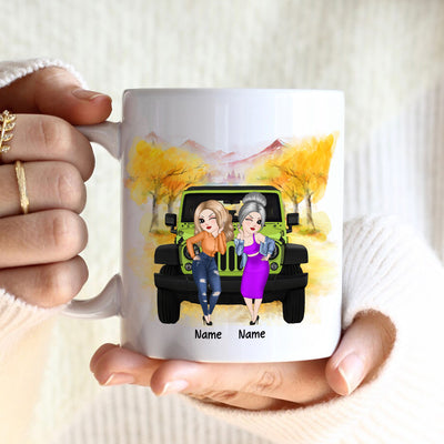 89Customized We are more than besties she's my accomplice and I'm her alibi Jeep besties Customized Mug