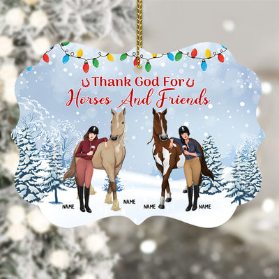 89Customized Thank God For Horses And Friends Personalized Ornament
