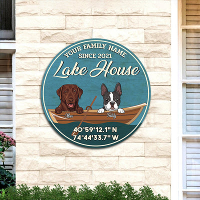 89Customized Lake house 2 dog Customized Wood Sign