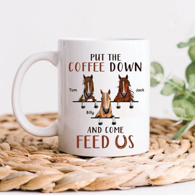 89Customized Put the coffee down and come feed us personalized mug