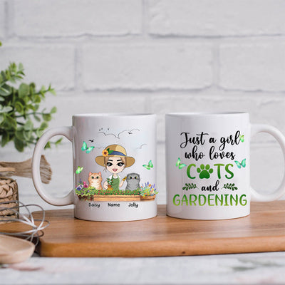 89Customized Just a girl who loves cats and gardening Personalized Mug