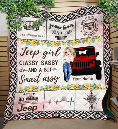 89Customized Jeep girl classy sassy and a bit smart assy 3 Customized Quilt Blanket