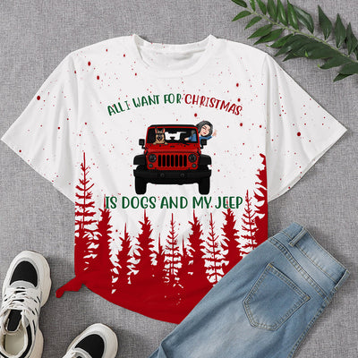 89Customized AIl I want for Christmas is dogs and my Jeep Personalized Shirt