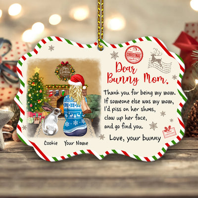 89Customized Dear bunny mom Thank you for being my mom Personalized Ornament