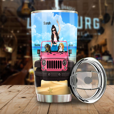 89Customized Life Is Better In A Jeep With My Dogs Personalized Tumbler