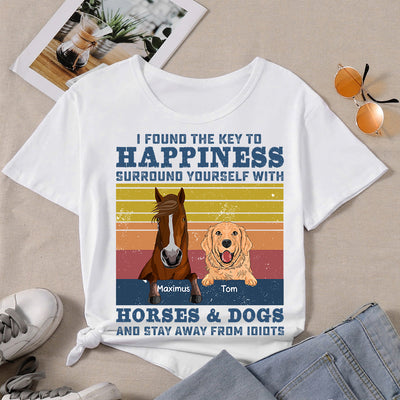 89Customized I Found The Key To Happiness Horses And Dogs Personalized Shirt