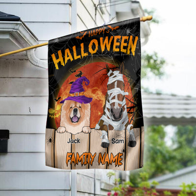 89Customized Spooky Dogs/Cats/Horses Happy Halloween Personalized Garden Flag