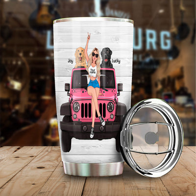 89Customized Just A Girl Who Loves Jeeps And Dogs Personalized Tumbler