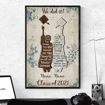 89C Personalized Poster Best Friends Graduation Vintage