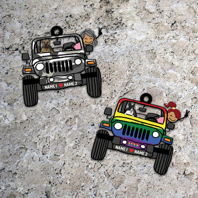 89Customized Personalized Ornament Jeep Girl Dog