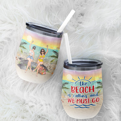 89Customized Beach Booze & besties Customized Wine (No straw included) Tumbler