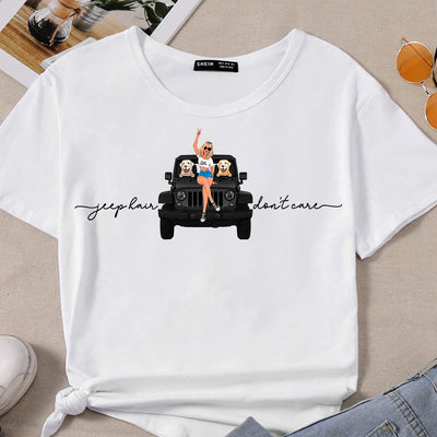 89Customized Jeep Hair Don't Care Jeep Girl Personalized Shirt