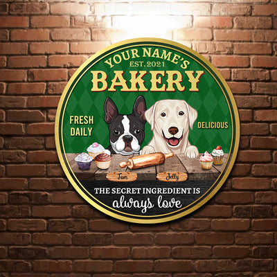 89Customized Dog Bakery The secret ingredient is always love personalized wood sign