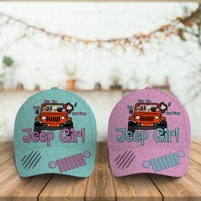 89Customized Personalized Full Print Cap Jeep Girl Dog