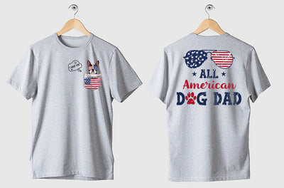 89Customized Dog 3D pocket I woof you all American dog dad Customized 2-Sided Shirt