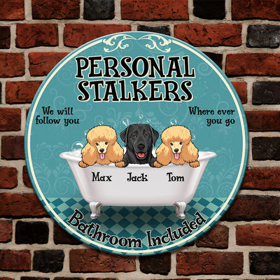 89Customized Personalized Wood Sign Bathroom Personal Stalker Dog