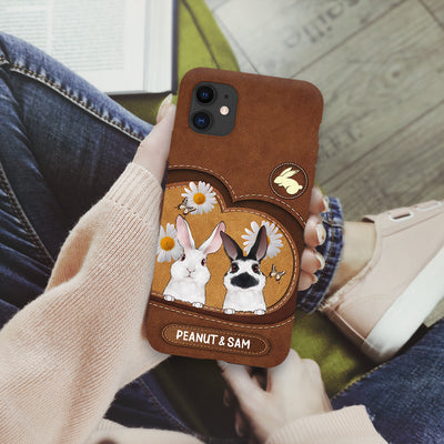 89Customized Bunny Lovers Leather Pattern Personalized Phone Case
