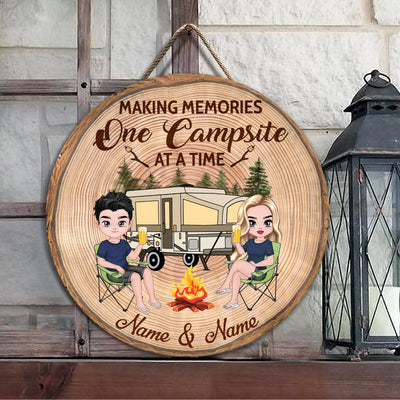 89 Customeized Making memories one campsite at a time Doll Camping Couple Ver.5 Personalized Wood Sign