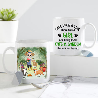 89Customized Once upon a time there was a girl who really loved cats & garden that was me the end Personalized Mug