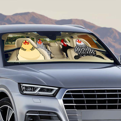 89Customized Funny chickens personalized car sun shade