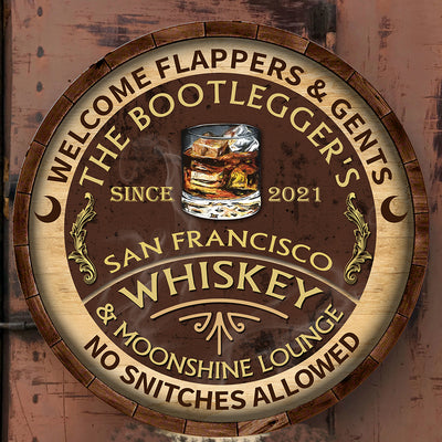 Whiskey & Moonshine Lounge Customized Wood Sign