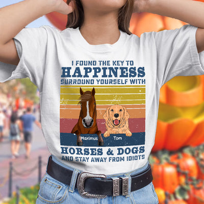89Customized I Found The Key To Happiness Horses And Dogs Personalized Shirt