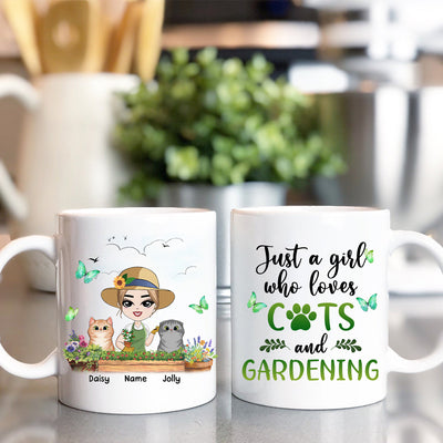 89Customized Just a girl who loves cats and gardening Personalized Mug