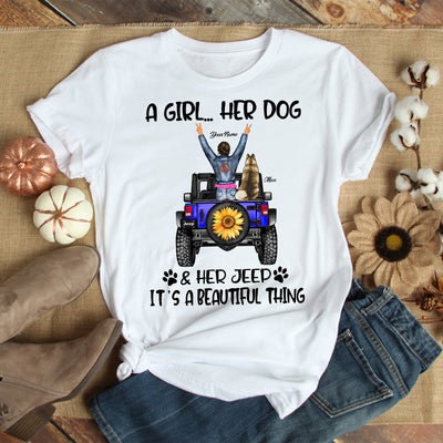 89Customized Personalized 2D Shirt Jeep A Girl Her Dog Back