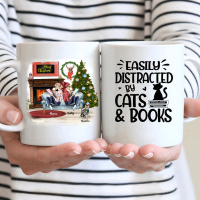 Personalized Mug Christmas Best Friend Reading Books Loves Cats