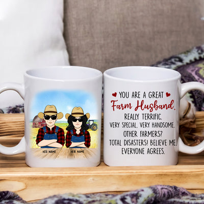 89Customized I love you even though you snore like a tractor Couple Farmer Personalized Mug