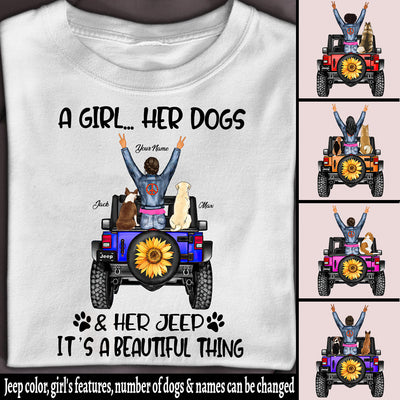 89Customized Personalized 2D Shirt Jeep A Girl Her Dog Back