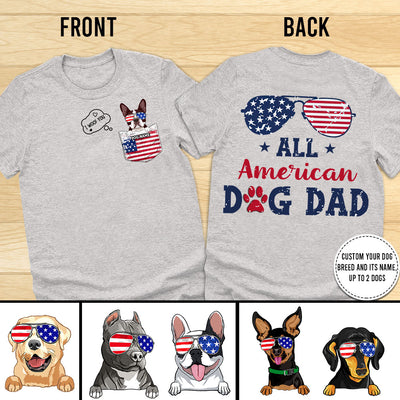 89Customized Dog 3D pocket I woof you all American dog dad Customized 2-Sided Shirt
